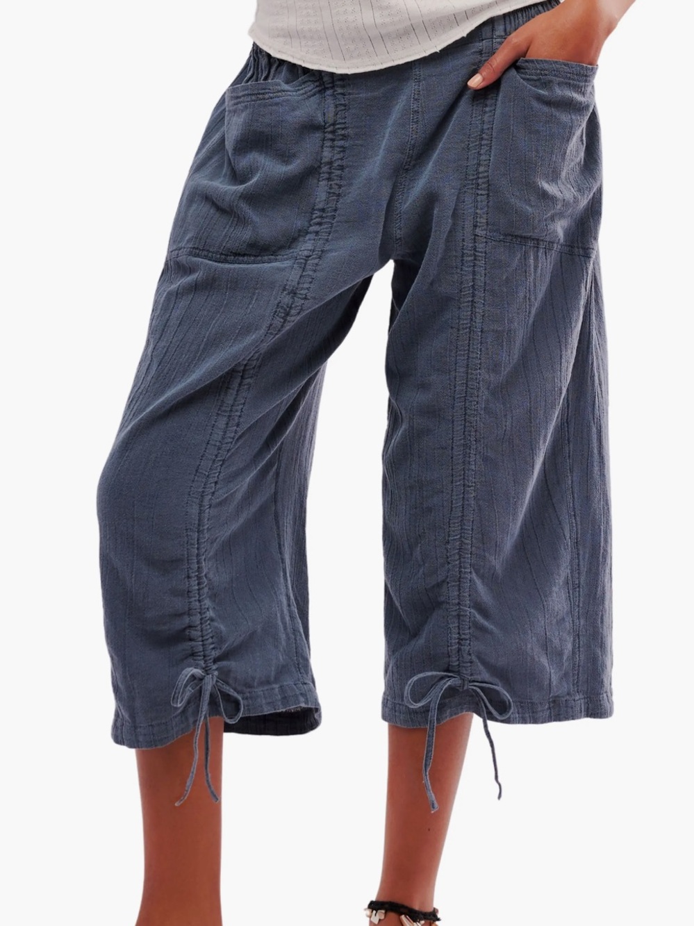 Free People Gianna Ruched Gaucho Pull-On Pants XS